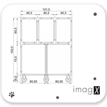 Charger l&#39;image dans la galerie, Cage d&#39;hospitalisation en inox avec 5 compartiments et séparations amovibles
