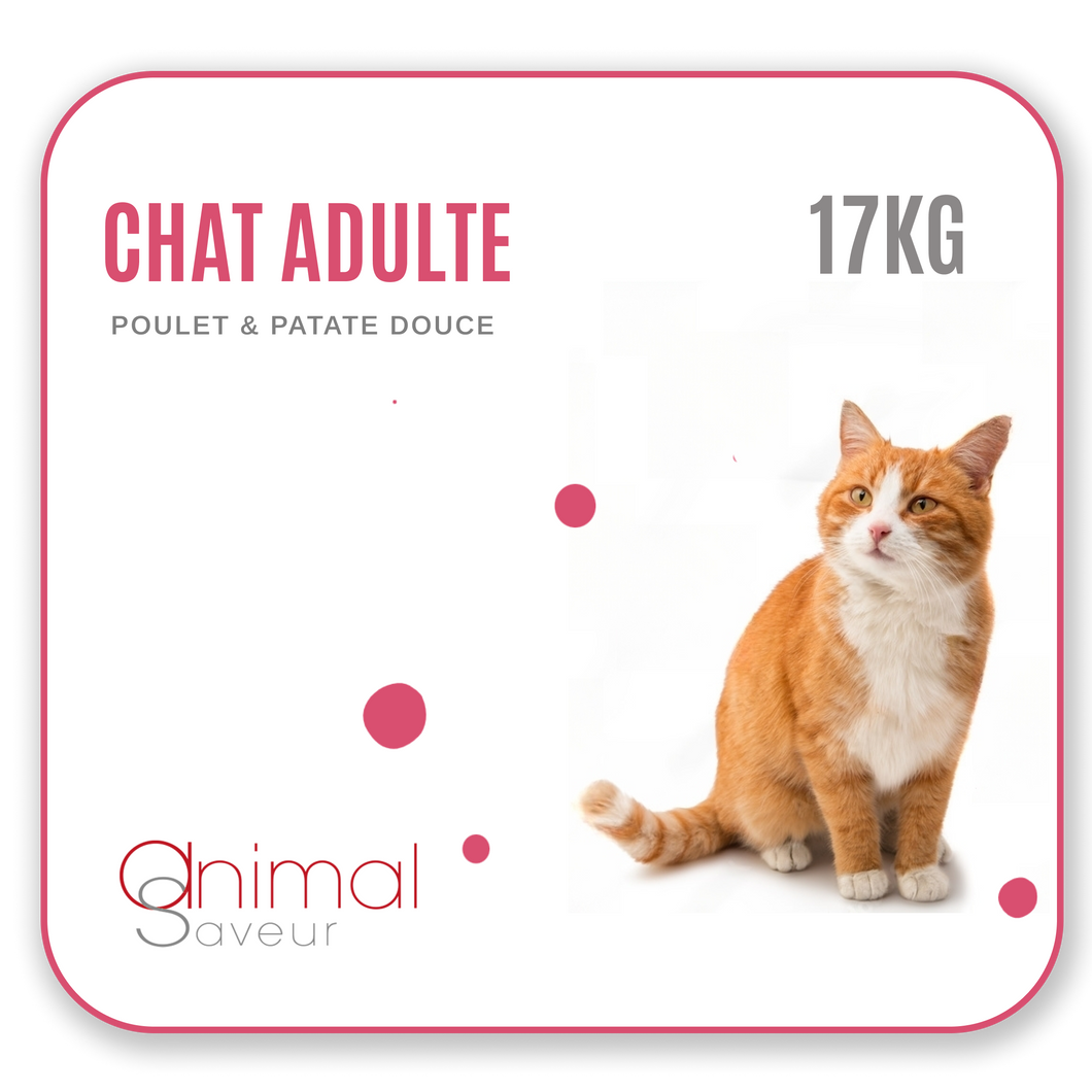Croquettes Chat Adulte 17 kg - Poulet / Patate Douce