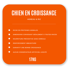 Charger l&#39;image dans la galerie, Croquettes Chien en Croissance 17 kg- Agneau / Riz
